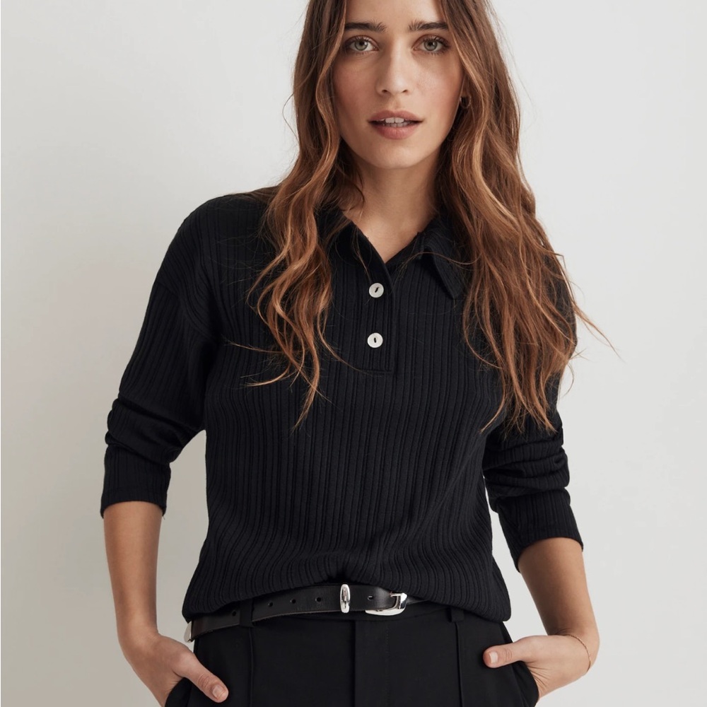 Madewell Variegated Rib boxy polo shirt